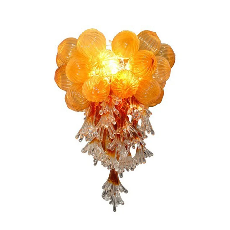 vintage cute Pendant lamps Amber Color Hand Blown Glass Flower chandeliers diy bar kitchen light fixtures