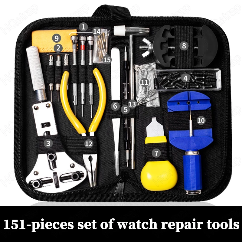 151 Stück Uhren reparatur Werkzeugs atz Gehäuse öffner Feder Ersatz Demontage Uhr Link Entferner Werkzeuge Kit Metall Kombination paket