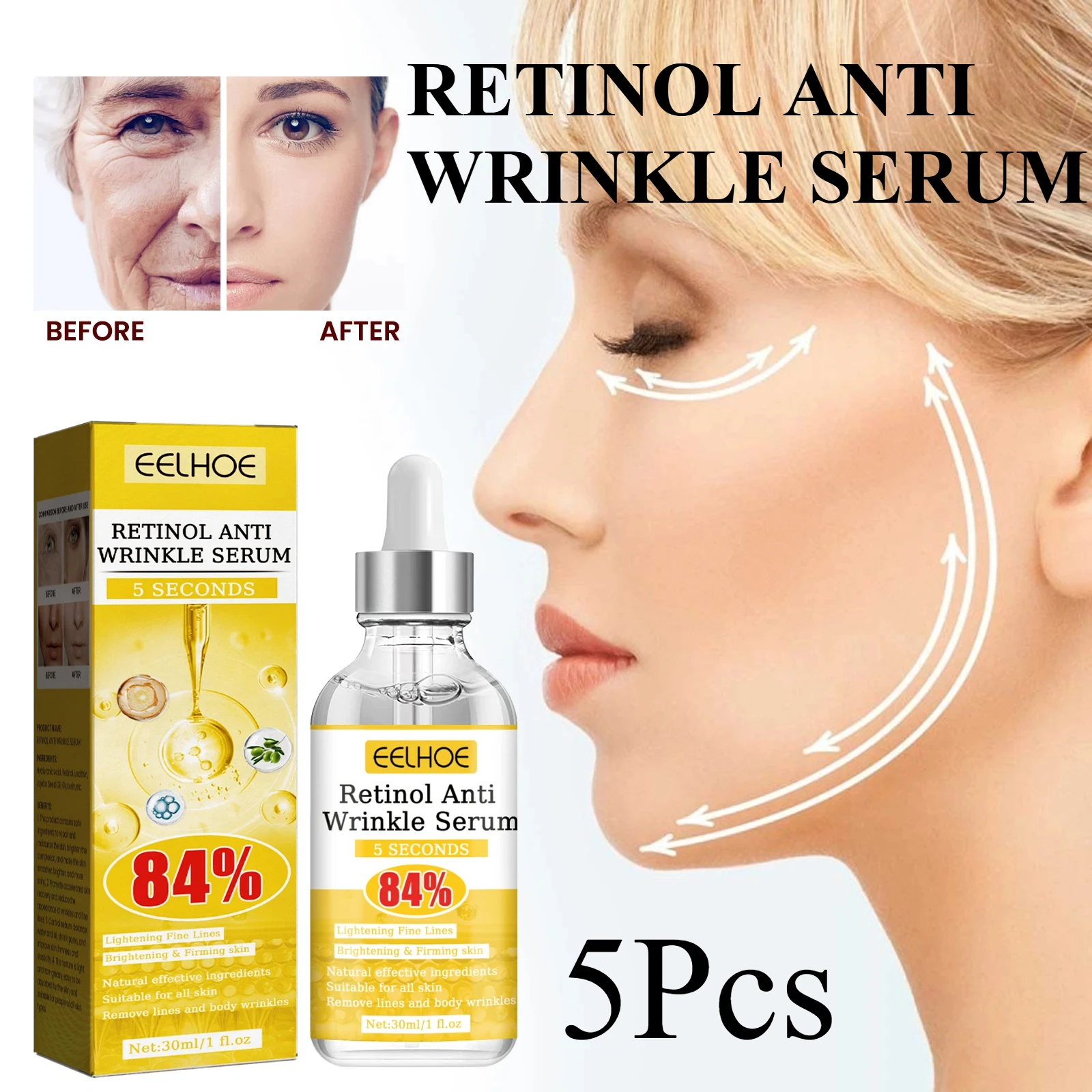 Retinol Anti Wrinkle Serum Reduce Fine Lines Shrink Pores Brighten Skin Tone Moisturize The Face Anti-Aging Skincare Products