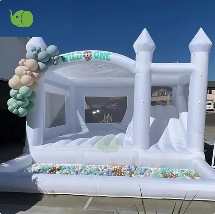 

Small Bouncy Castle, Children's Bouncy House with Blower, Inflatable Wedding Trampoline, Slide Jumping Bed, Event Party, Outdoor
