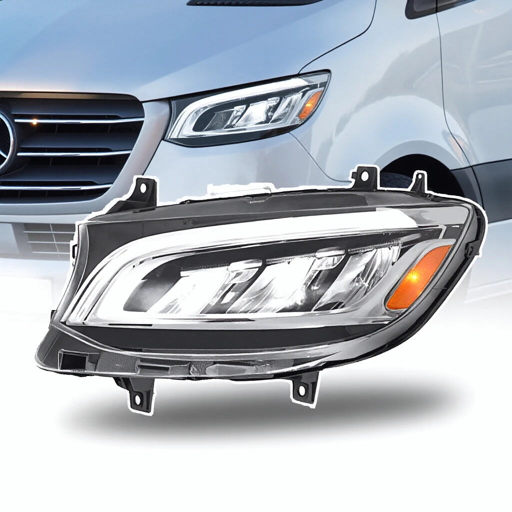 Fits for Mercedes-Benz Sprinter Headlight Assembly, LED Upgrade Low to High, DRL & Turn Signal