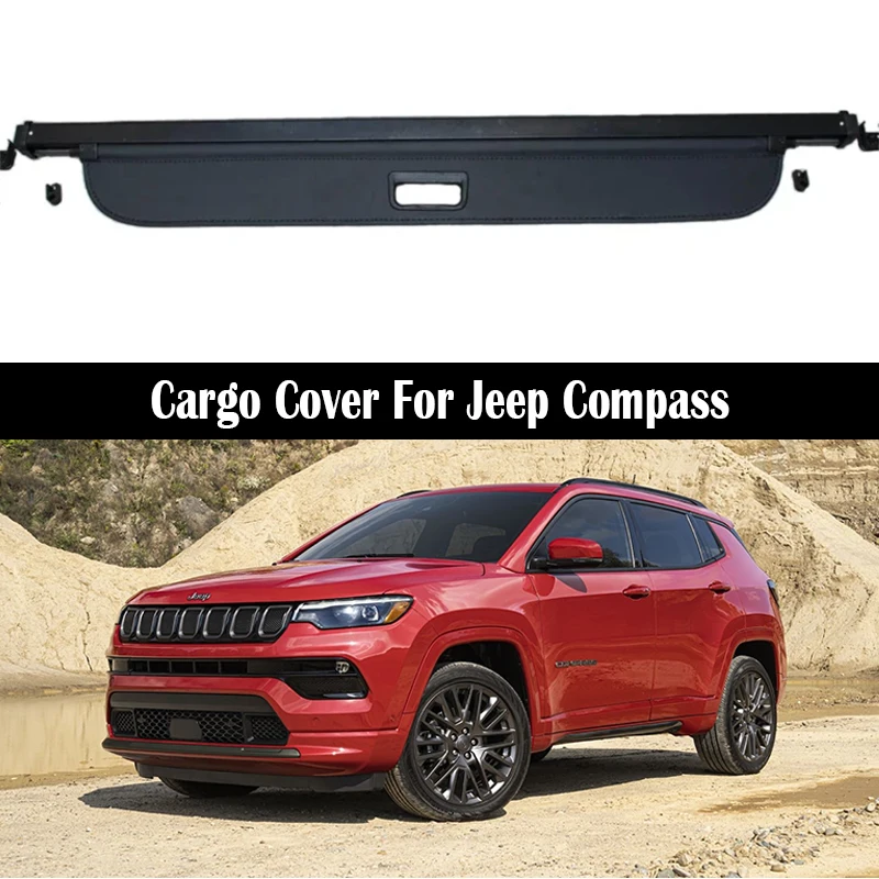 

Rear Trunk Cargo Cover For Jeep Compass 2017-2024 Manual Switch Tail Door Shield Shade Curtain Partition Board Privacy Security