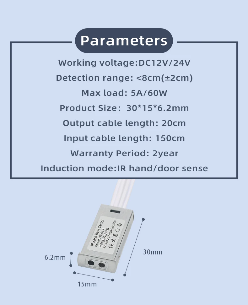 Infrarot-Türsteuerungs-Dimmsensor-Schalter DC12 24V für Schranktür-LED-Licht, automatisches Ein-/Ausschalten des Lichts – Detail 4