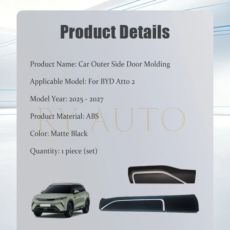Car Side Apron Assembly For BYD Atto 2 Yuan Up/PRO S1 Pro 2025-2027 Matte Black Front Rear Body Side Decoration Panel Door Parts