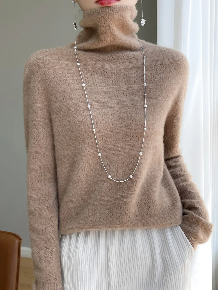 

TLOML женский пуловер с высоким воротником, свитер, осень-зима, трикотаж из 100% мериносовой шерсти, базовые мягкие теплые штаны, женская одежда, топы