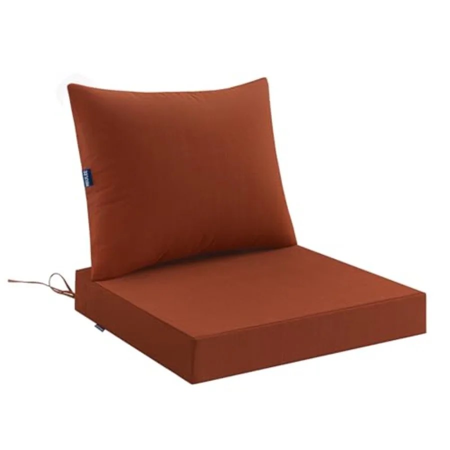 

Outdoor Seat Cushion Set Linen Tetured Waterproof and Year Color Fastness Seat and Back Cushion with Ties No Slip Design for Pa