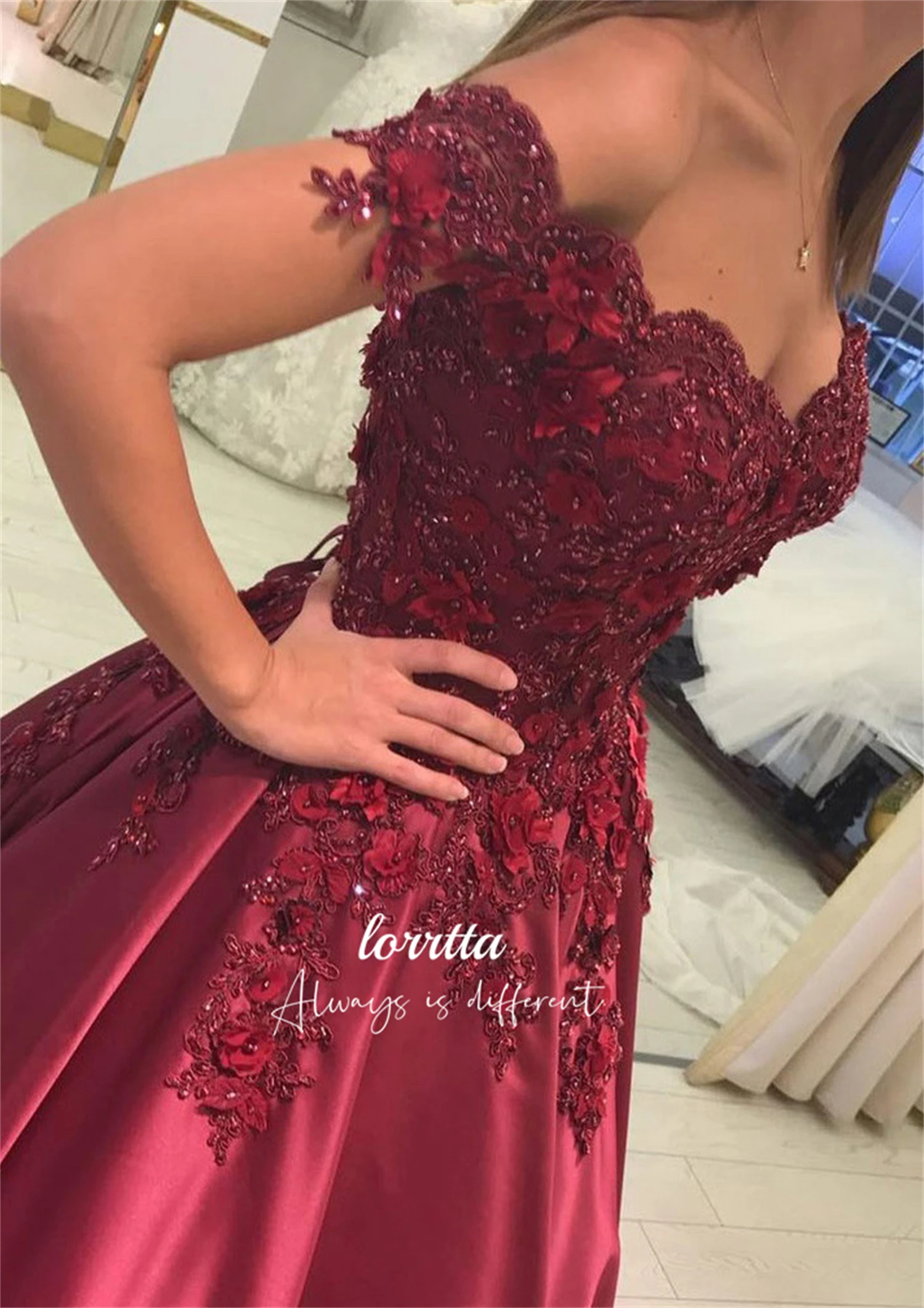 Lorrtta Formal Dress Ball Gown Line A Evening Lace Flower Decoration Happy Sharon Dresses 2024 Robe De Soiree Femmes Wedding