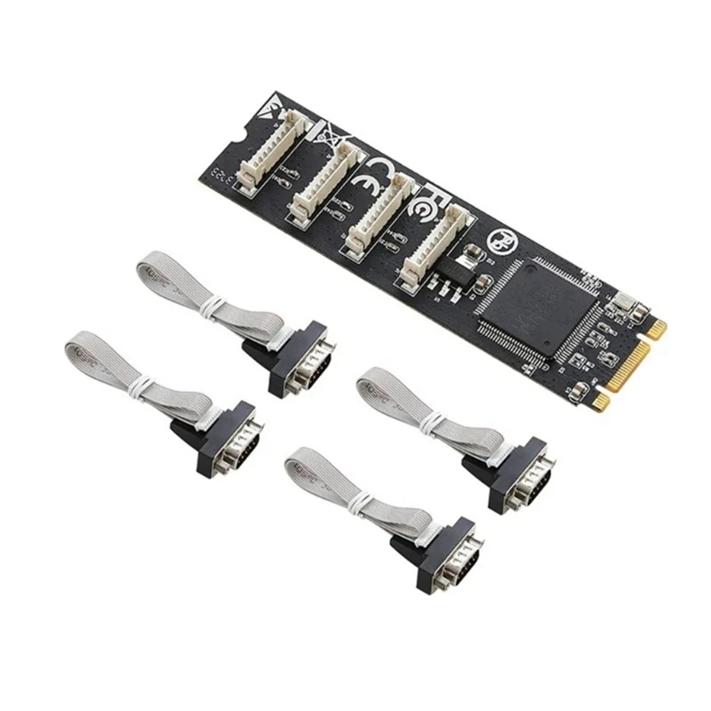 M.2 M+B Key To 4X RS232 Serial Adapter Card M.2 Expansion Card 4 Port Serial RS232 M.2 Controller Card For Desktop PC Durable