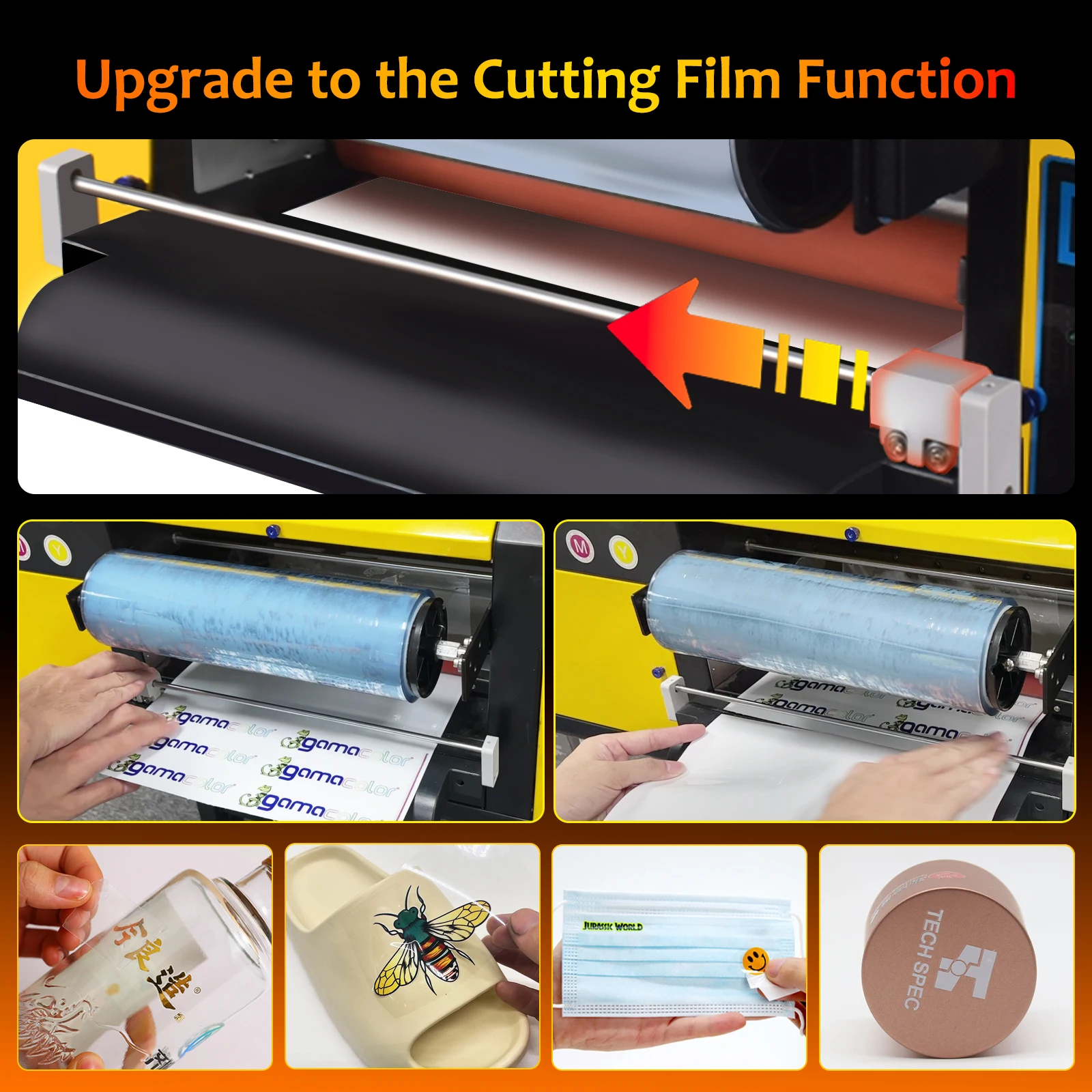 A3 UV DTF Printer  2 in 1 Varnish Laminating Gliding Printer Sticker Waterproof Dustproof Embossed for Wood Fabric Metal