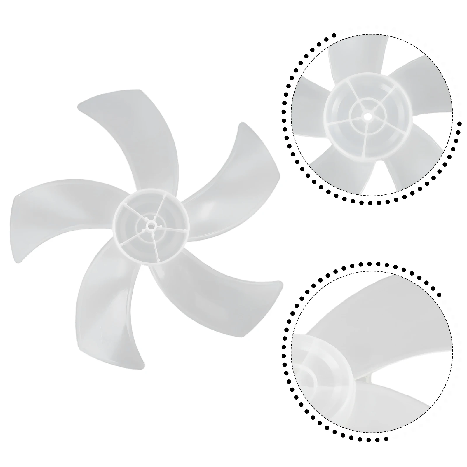 Replacement 16 Inch Plastic Fan Blade with Nut Cover for Pedestal Stand Fans 5 Leaves Low Noise Fan Blade Holder