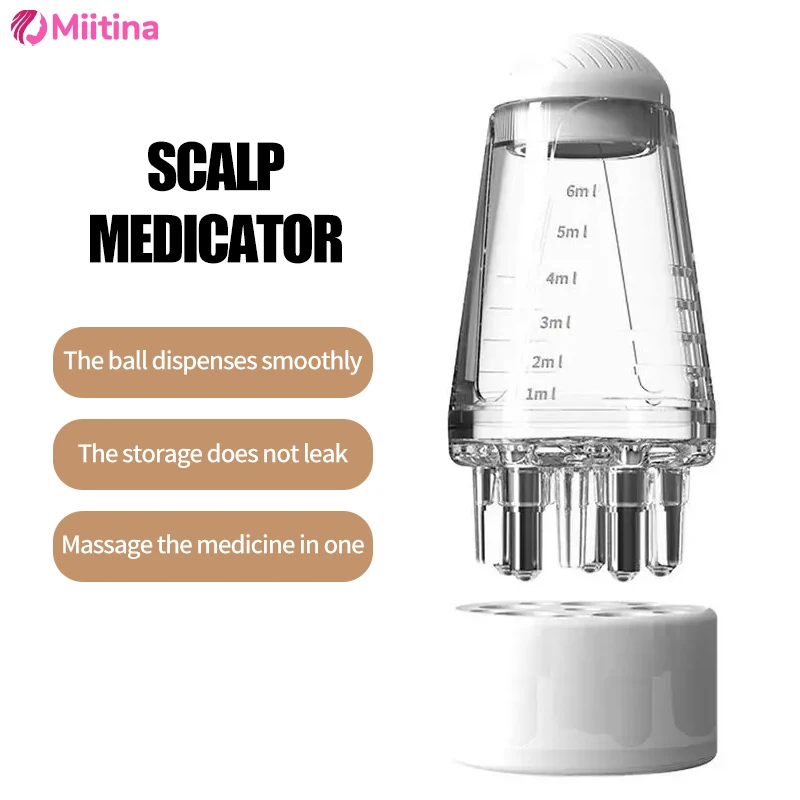 Scalp Applicator Mini Head Massager Roller Ball Brush Hair Growth Essential Oil Medicine Liquid Applicator Comb Anti Hair Lose