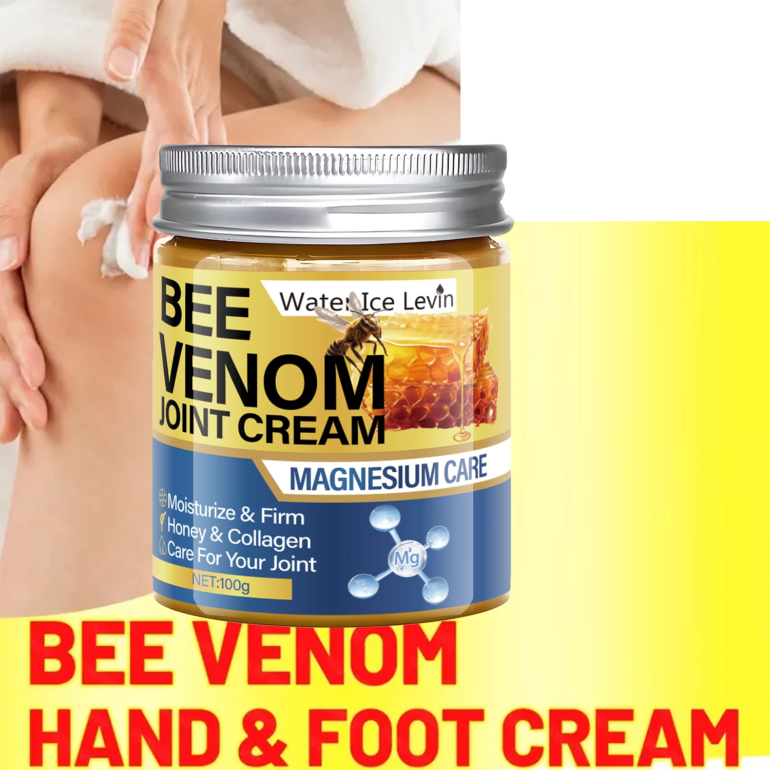 Bee Venom Joint Cream with Magnesium & Honey - Moisturizes, Firms & Cares for Joints, Light Formula for Elastic Skin