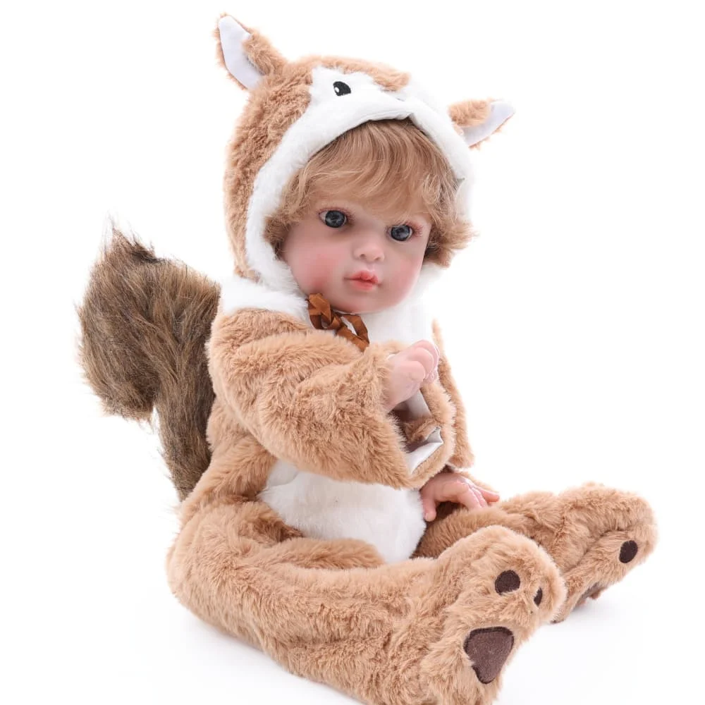 

Cloveray Squirrel Shape Reborn Doll 18 inch Handmade 3D Painted Skin Realistic Plush Animal Doll Children's Gift