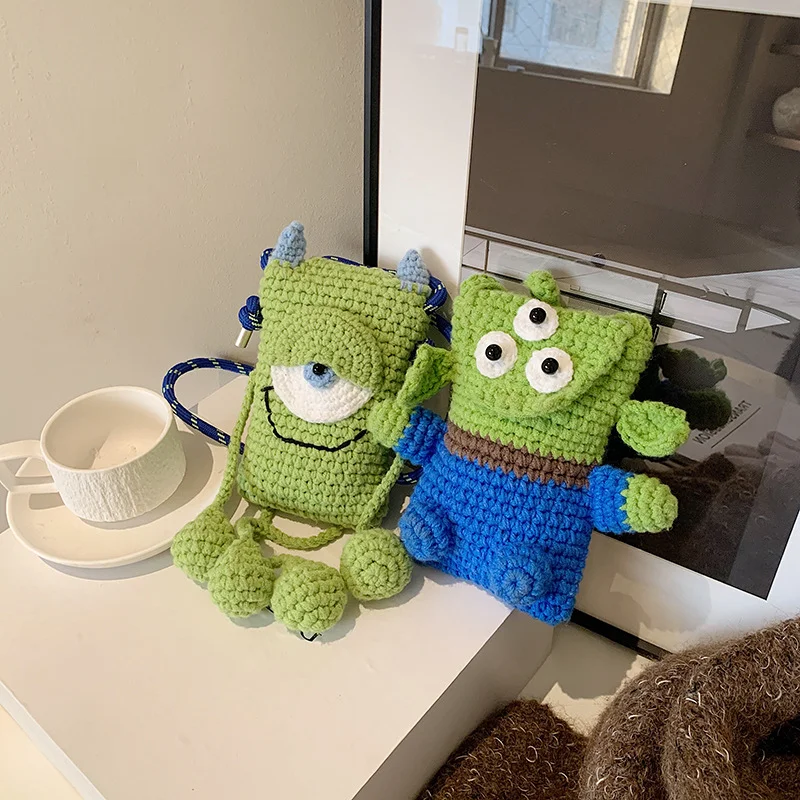 

Creative Cartoon Crossbody Bag, Cute Yarn Crochet Handbag for Women, New Arrival Stylish Phone Purse
