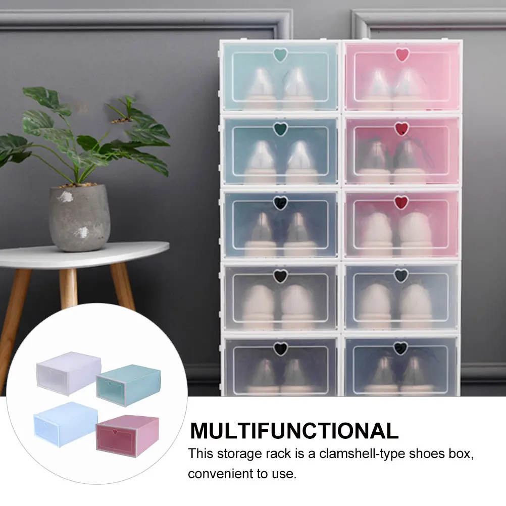 

4Pcs Transparent Shoes Storage Box Thickened Plastic Large Capacity Shoes Organizer Easy Clean Waterproof