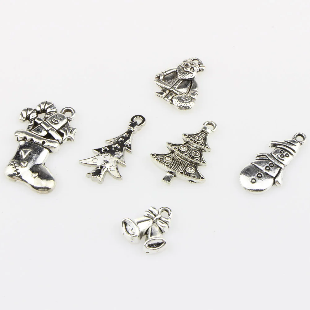 

100 Pcs DIY Alloy Pendant Christmas Theme Pendants Accessories Tibetan Silver Beads