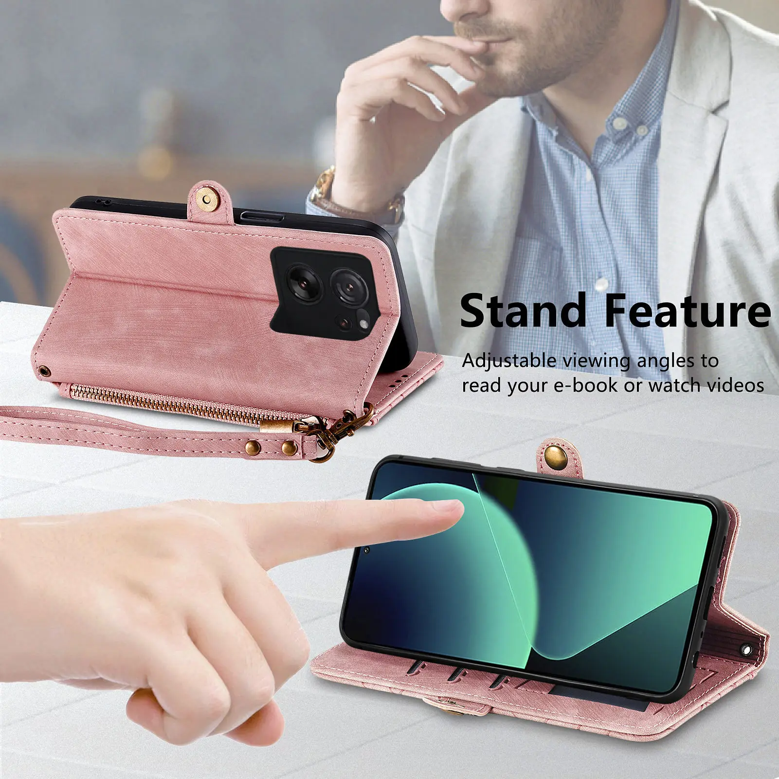 Zipper Cards Solt Wallet Leather Case For XiaoMi RedMi Note 13 Pro Plus 12 11S 10 10S 12T 13T Ultra Strap Bag Pocket Purse Cover
