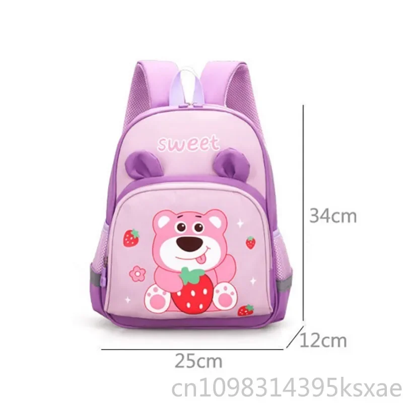 Disney Kawaii Lotso Backpack for Girl School Bag Large Capacity Durable Oxford Fabric Top Quality Luxury Designer Bag