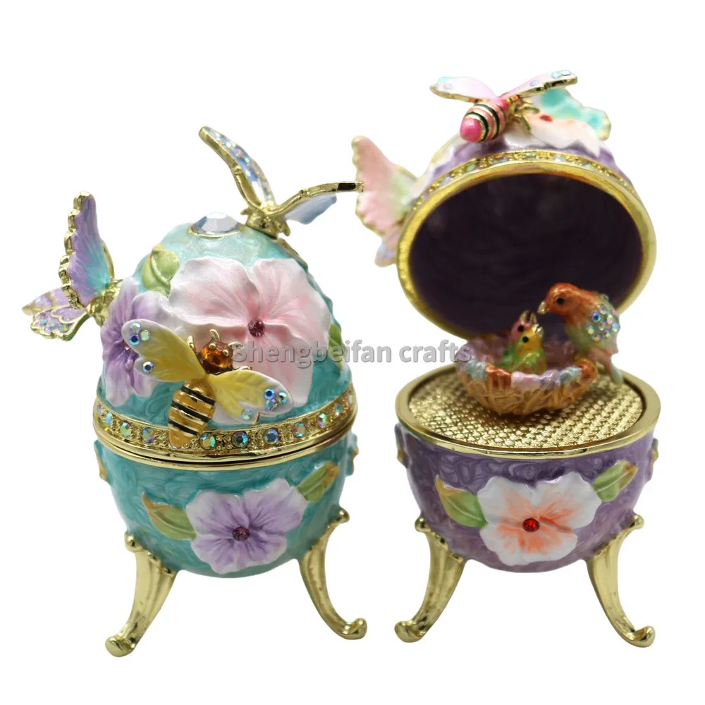 Enamel Europe Style Russian Faberge egg with musicl small ornament home decor birthday gift for friend and family Music box