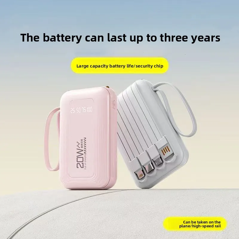 

20000 мАч, тонкий, компактный, внешний аккумулятор большой емкости, универсальный для мобильных телефонов, в комплекте с 4-проводным внешним аккумулятором Power Bank.