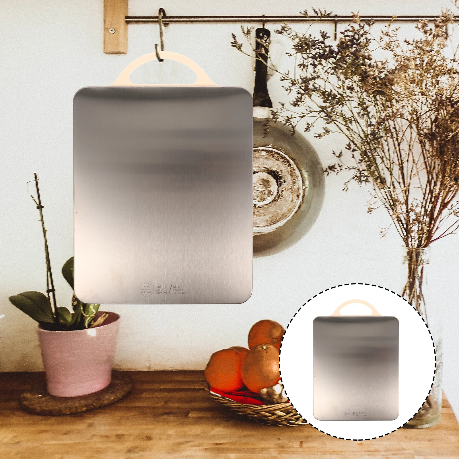

Stainless Steel Cutting Board Double Sided Kitchen Chopping Mat Silver Non Slip Easy Clean Fruit Vegetable Meat Space Saving