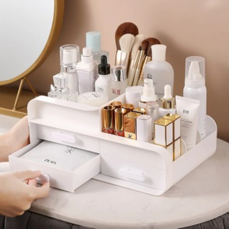 Large Capacity Drawer-type Cosmetics Organizer Rack Makeup Storage Box Dressing Table Powder Lipstick Dust-proof Storage Boxes