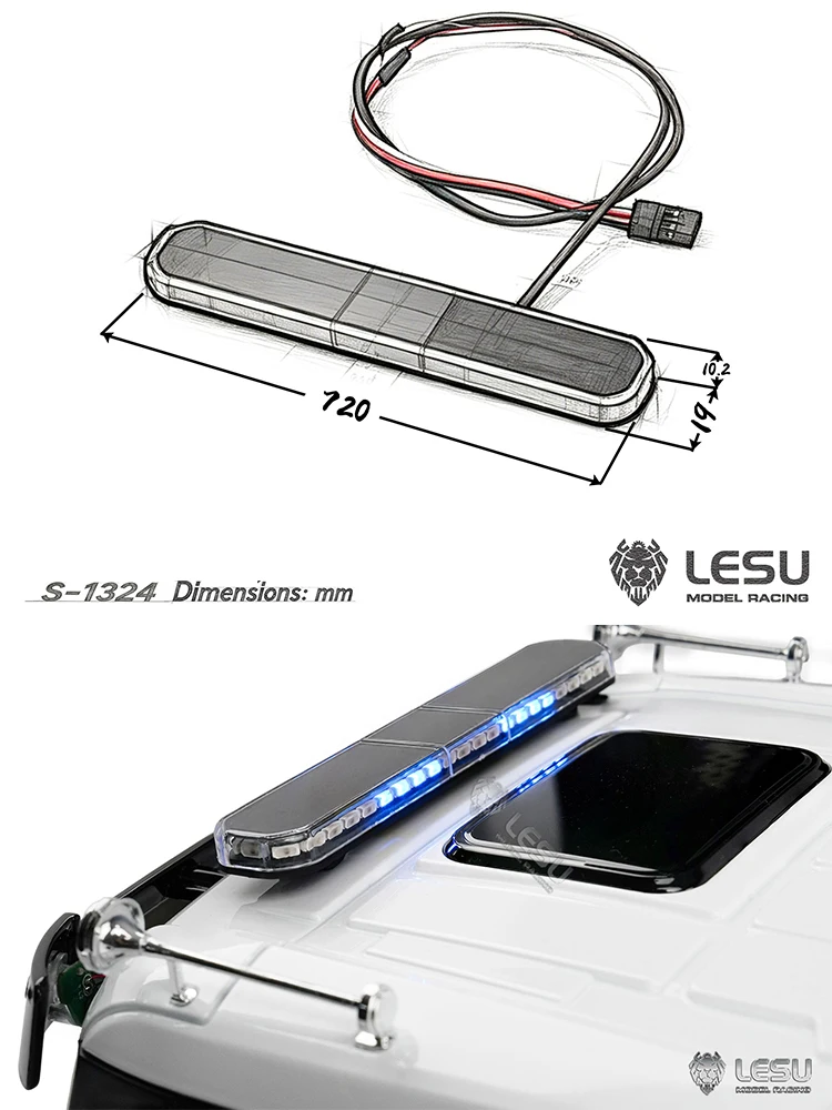 S-1324 For 1/14 Truck Tamiya Trailer LED Multi color Mode Metal Engineering Vehicle Warning Light