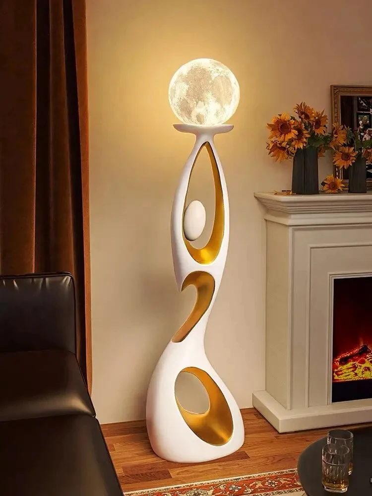 2024 Home Decoration Art Light Luxury Creative Living Room TV Cabinet Floor Decoration Night Glow Resin Sculpture LED Floor Lamp