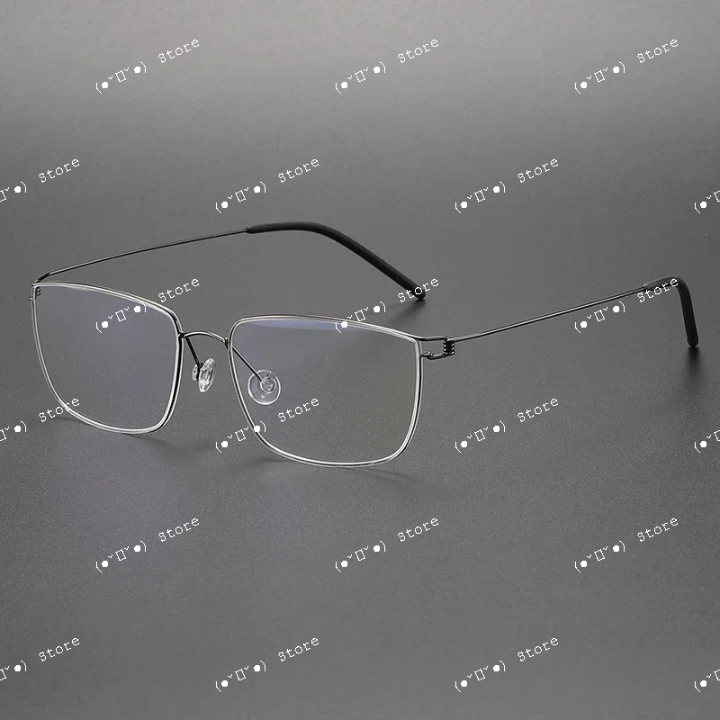 

Denmark Brand Pure Titanium Screwless Ultralight Eyeglasses Frame Square Retro Big Face Fine-Rim No Screws Glasses for Men Women