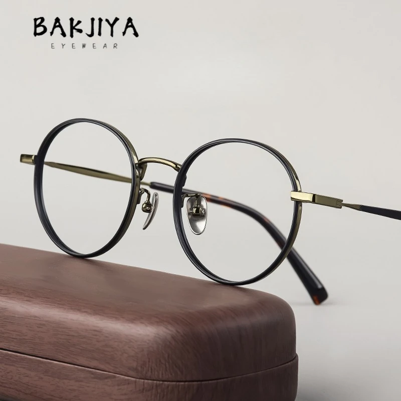 

Vintage Pure Titanium Glasses Frames Men and Women Ultra-light Japanese Designer Retro Round Eyeglass Frame Handmade Eyeglasses