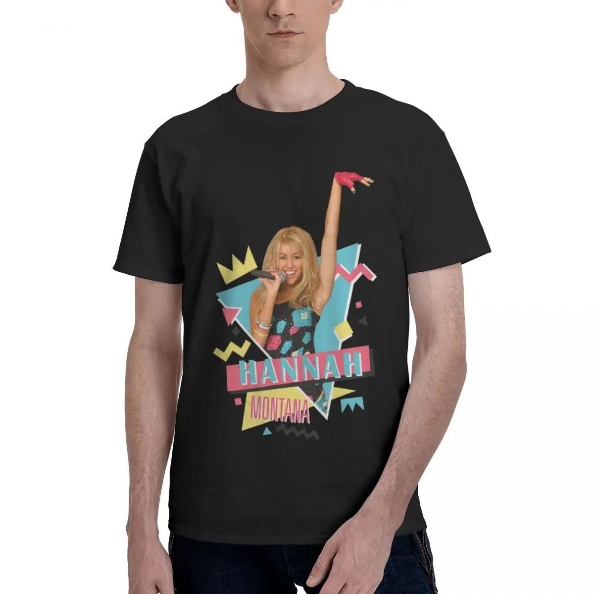 Men Hannah Montana Miley Stewart Funny TV Show T Shirt Vintage Plus Size O-neck Cotton Sleeve T Shirt Homme