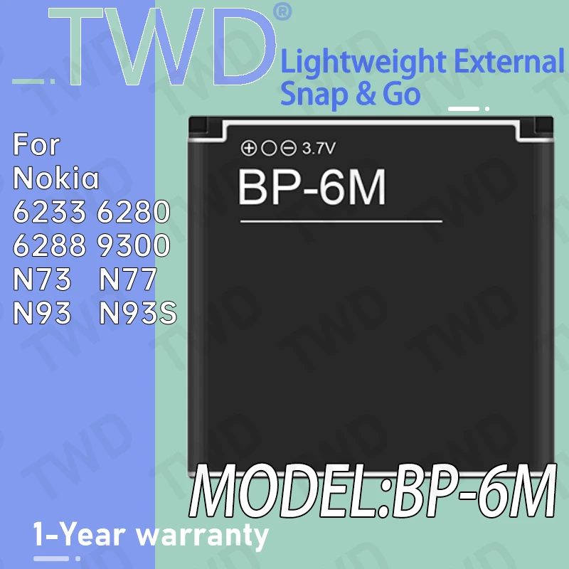 

BP-6M BP6M Large capacity Battery For Nokia 6233 6280 6288 9300 N73 N77 N93 N93S Batteries New High Quanlity