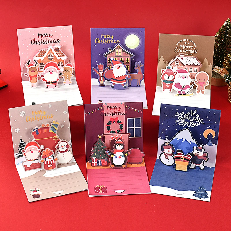 1Set 3D Frohe Weihnachten Grußkarte Mit Umschlag Weihnachten Party Einladung Weihnachten Dekoration Für Home Navidad Neue Jahr 2026