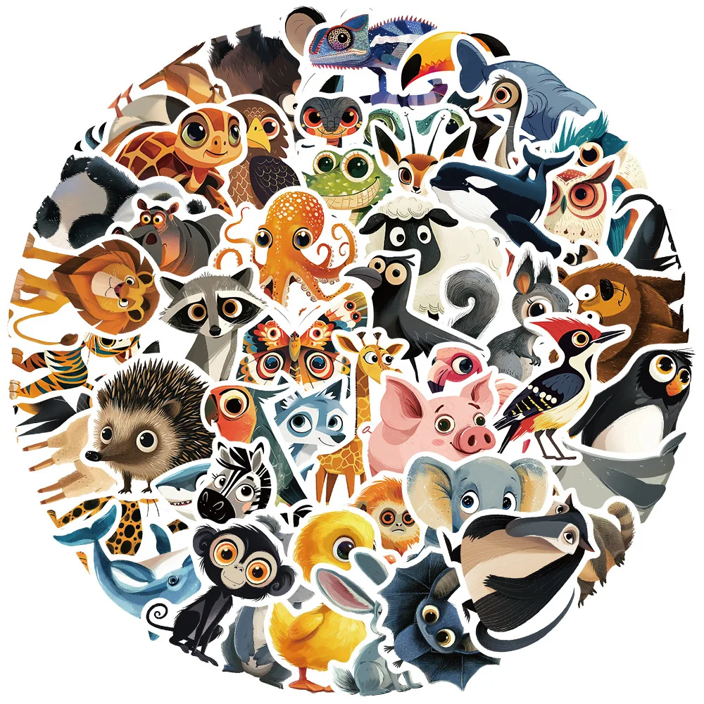 10/30/55Pcs Cute cartoon animal images of children's Graffiti stickers For Snowboard Laptop Luggage Car Fridge DIY Styling Vinyl