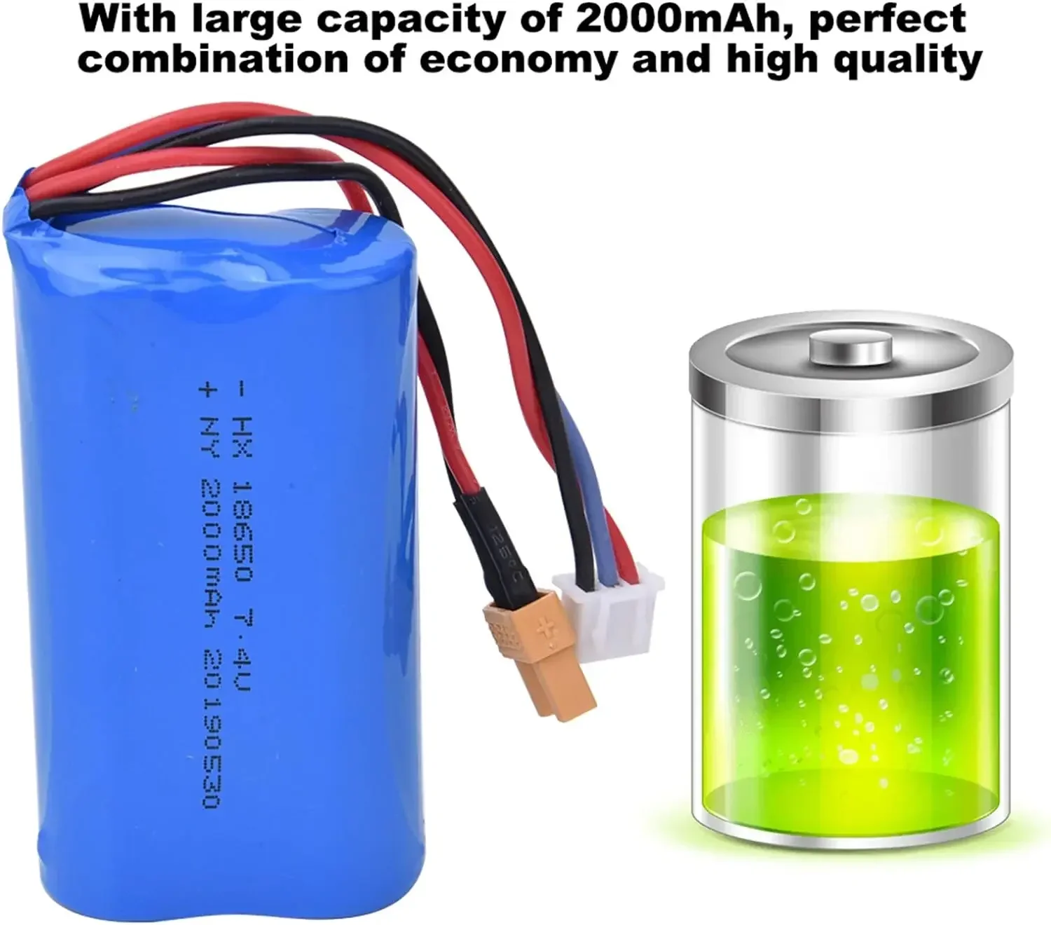 7.4V 2000mAh 15C Rechargeable Li-ion Battery XT30 plug for RC Engineering Car Spare Parts Accessories RC Car Models (1583-005)