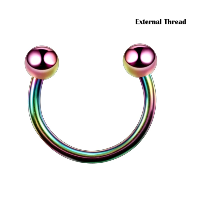 10Pcs G23 Titanium Bal Spike Hoefijzer Ring Interne Draad & Extermal Draad Neus Hoop Septum Oor Helix Kraakbeen Wenkbrauw ring