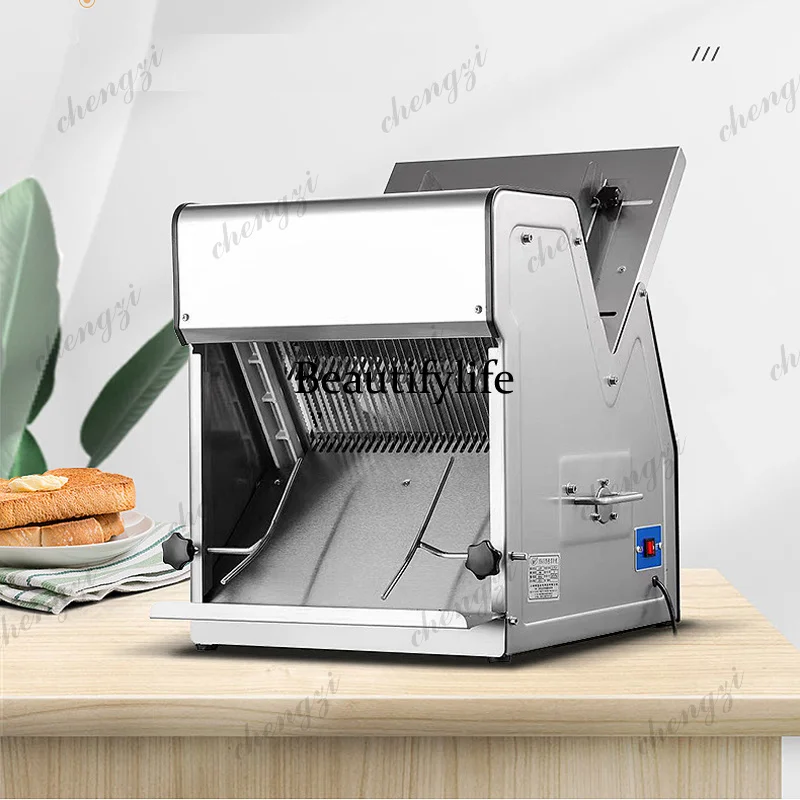 

SS81 Electric Toast Slicer Commercial 31 Pcs Stainless Steel Sandwich Ham Slicing Machine Food Processor Sausage Bread Cutter