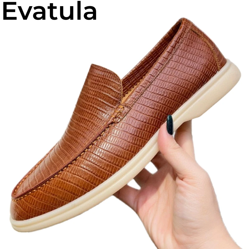 

2024 Spring Real Leather Flat Loafers Couple Shoes Round Toe Low Top Slip-on Lazy Shoes Women Causal Walking Driving Shoes Men