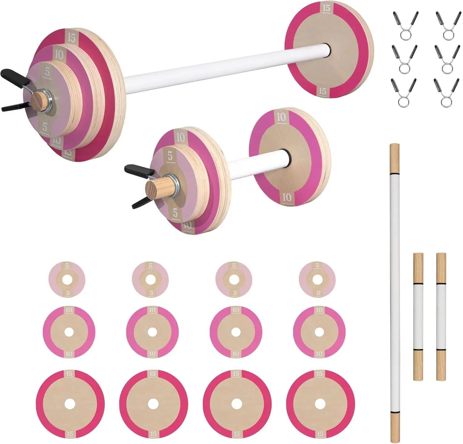Wooden Kids Exercise Weight Set for Toddler Indoor Gym – Complete Workout Equipment for Boys and Girls, Full Set