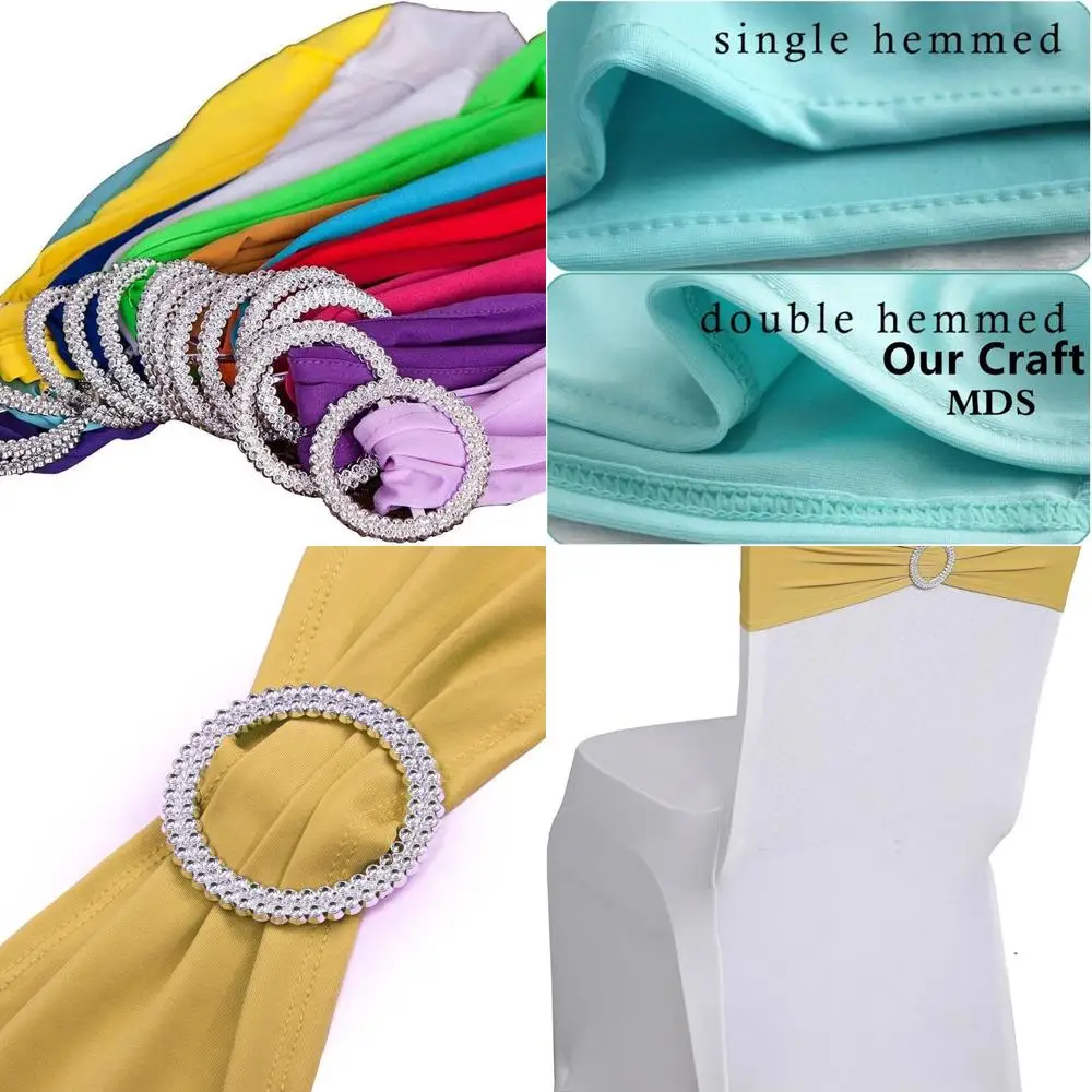 

Пояса для стула из золотого спандекса, упаковка из 100 шт. с ползунками с пряжками для украшения свадьбы и мероприятий