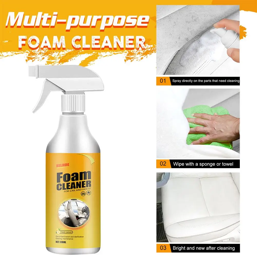 

120 мл пена для кожаных сидений, многофункциональный очиститель, автомобильный инструмент, аксессуары для салона, спрей, уход, мытье, удаление пятен, автомобильная пена H7P4