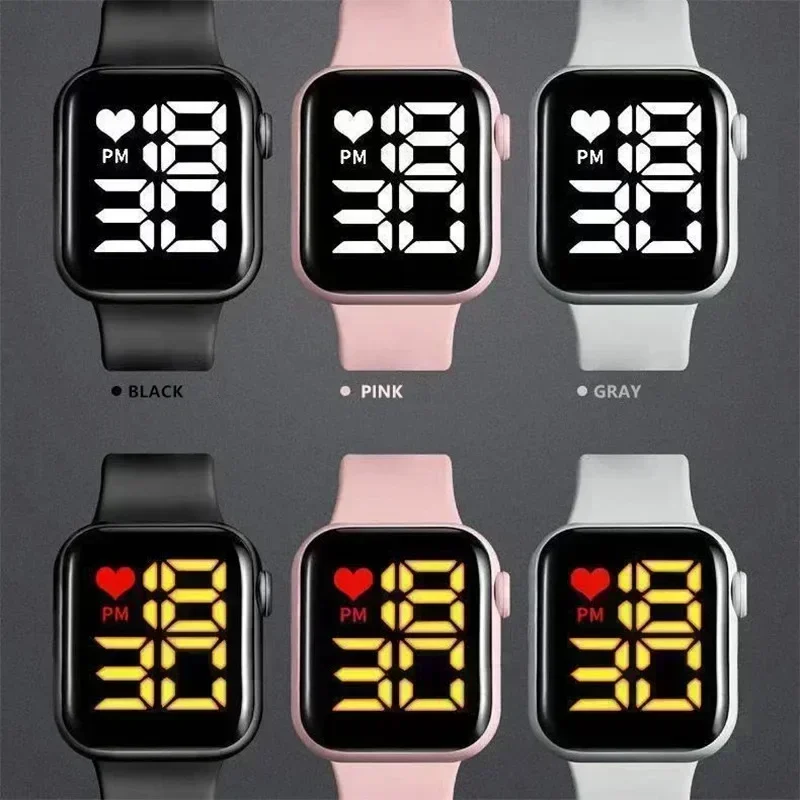 Simple Men's LED Wrist Watch Fashion Sport Square Digital Electronic Watches Waterproof Casual White Light Slilicone Male Clock