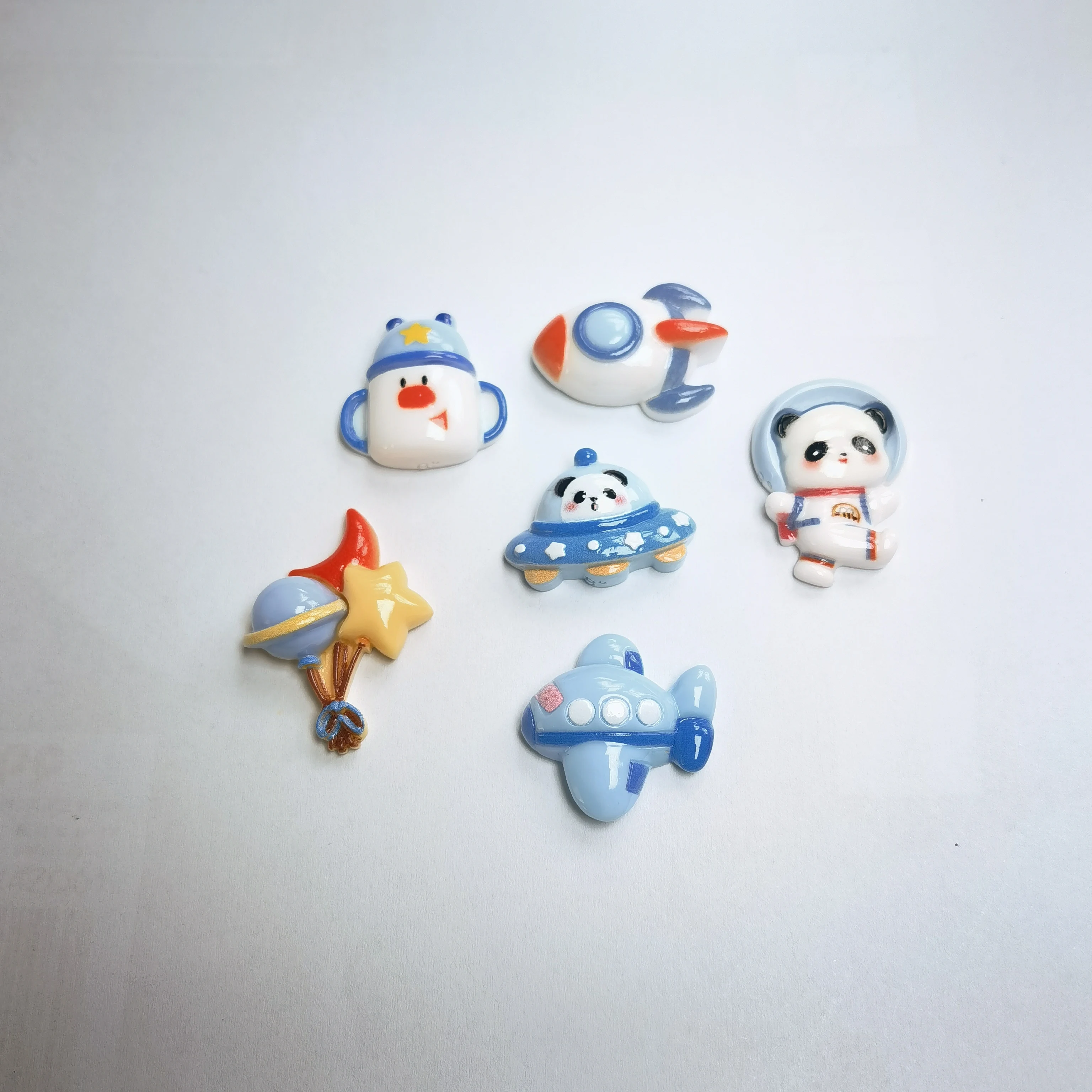 Cartoon Panda Outer Space Flatback Resin Cabochon For Phone Decor Scrapbooking Crafts DIY Jewelry Making Accessories