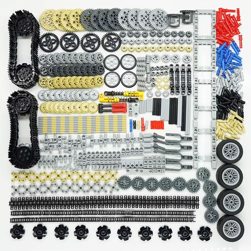 768PCS Technische onderdelen Auto's Versnellingen Assen Pack Wielen Connectors Chain Link Pins Gewrichten Bakstenen Schokdemper MOC Bouwstenen