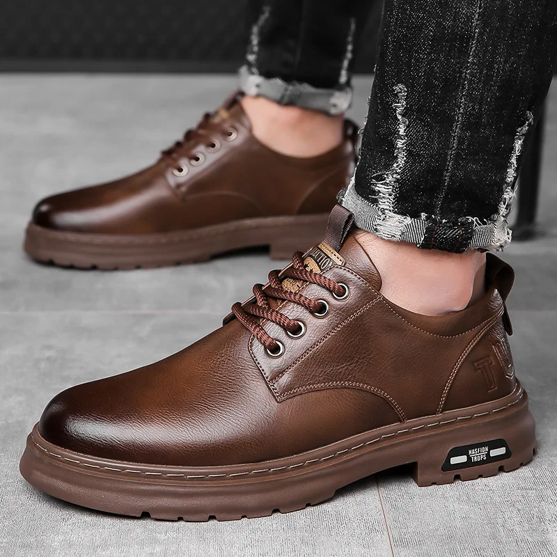 New Spring Leather Shoes Men Business Casual Formal Leather Shoes Men's British-style Leather Shoes Soft-soled Sneakers for Man
