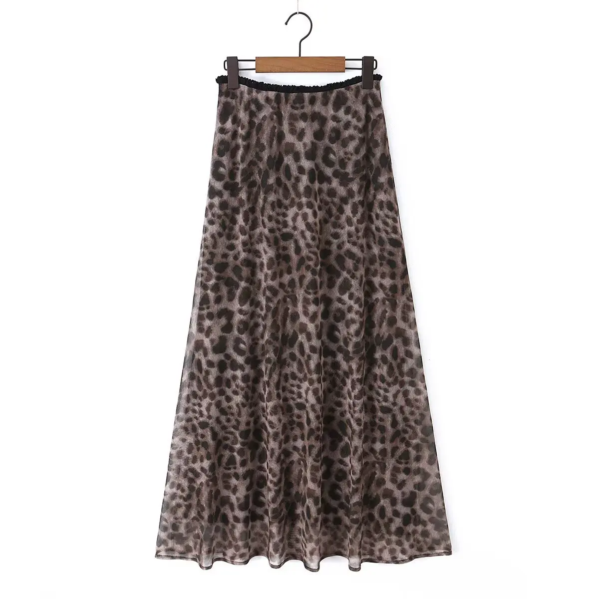 

Women's clothing new in the summer of 2026, European and American fashion mesh leopard print lace long skirt