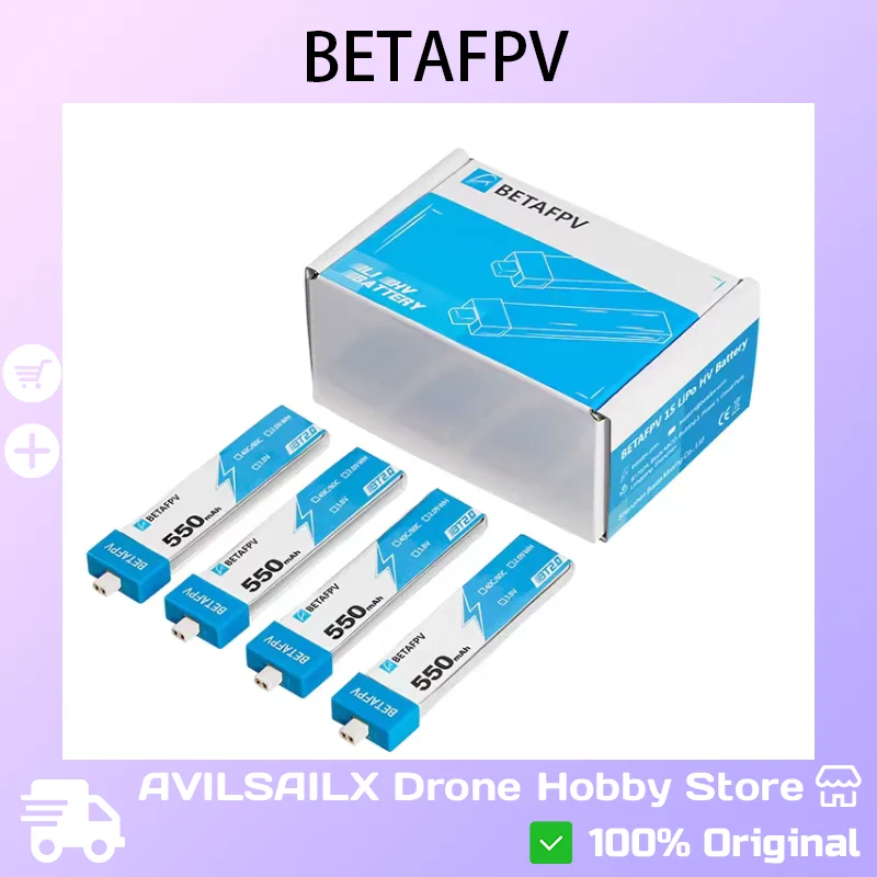 

BETAFPV BT2.0 1S 550 мАч 40C LiHV аккумулятор с высоким разрядом для 1S FPV Whoop