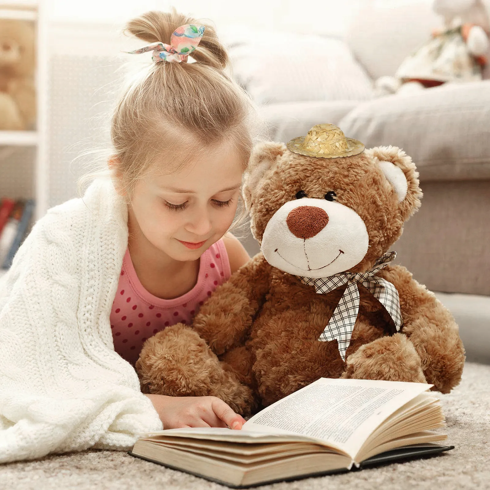 

Набор из 10 мини-соломенных шляпок (9 см) из натурального волокна для фигурок медведей, поделок, украшений, сувениров для вечеринок