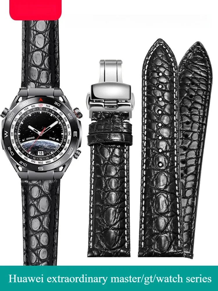 Compatible with H-u-a-w-e-i Ultimate Extraordinary Master Leather Bracelet GT5 Watch 3/4pro Alligator Leather Watch Strap