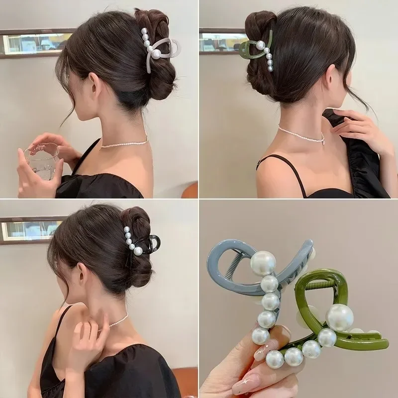 

Large heart-shaped women's style, with temperament and hairstyle at the back of the head, high-end shark clip hair accessory